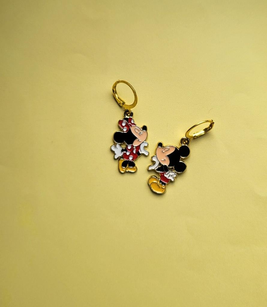 Leuke Mickey en Minnie Mouse oorbellen, Overige materialen, Hangers, Overige kleuren, Verzenden