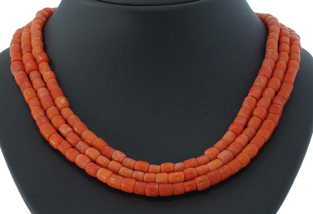 Bloedkoraal antieke ketting fraai 14k slot goud dames retro, Ophalen of Verzenden, Goud, Ketting, Met edelsteen
