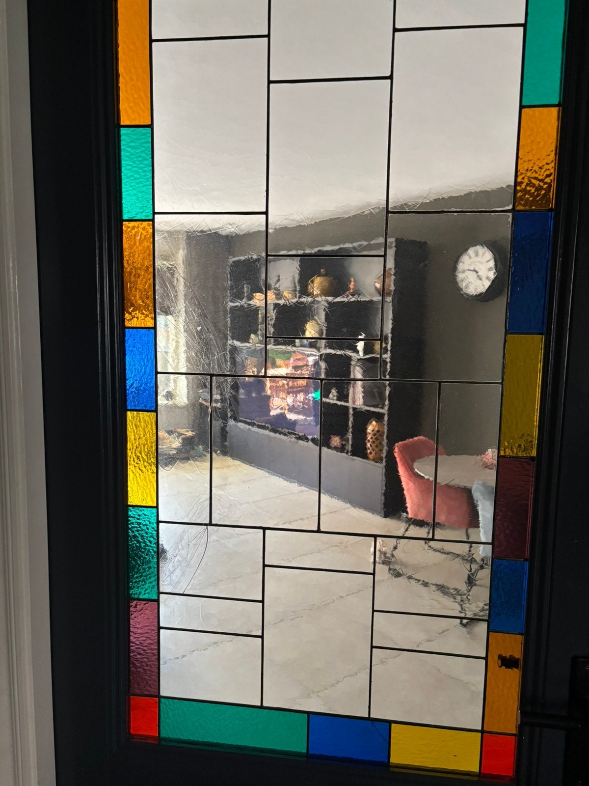 Glas en lood raam 68cm br 132 hoog, Ophalen of Verzenden, Zo goed als nieuw, Minder dan 80 cm