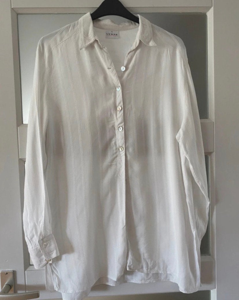 Witte katoenen blouse – Verse – XL(42), Kleding | Dames, Ophalen of Verzenden, Zo goed als nieuw, Maat 42/44 (L), Wit