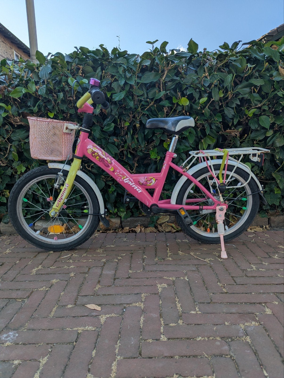 16 inch alpina meisjes fiets roze mandje, Ophalen of Verzenden, Gebruikt, 16 tot 20 inch