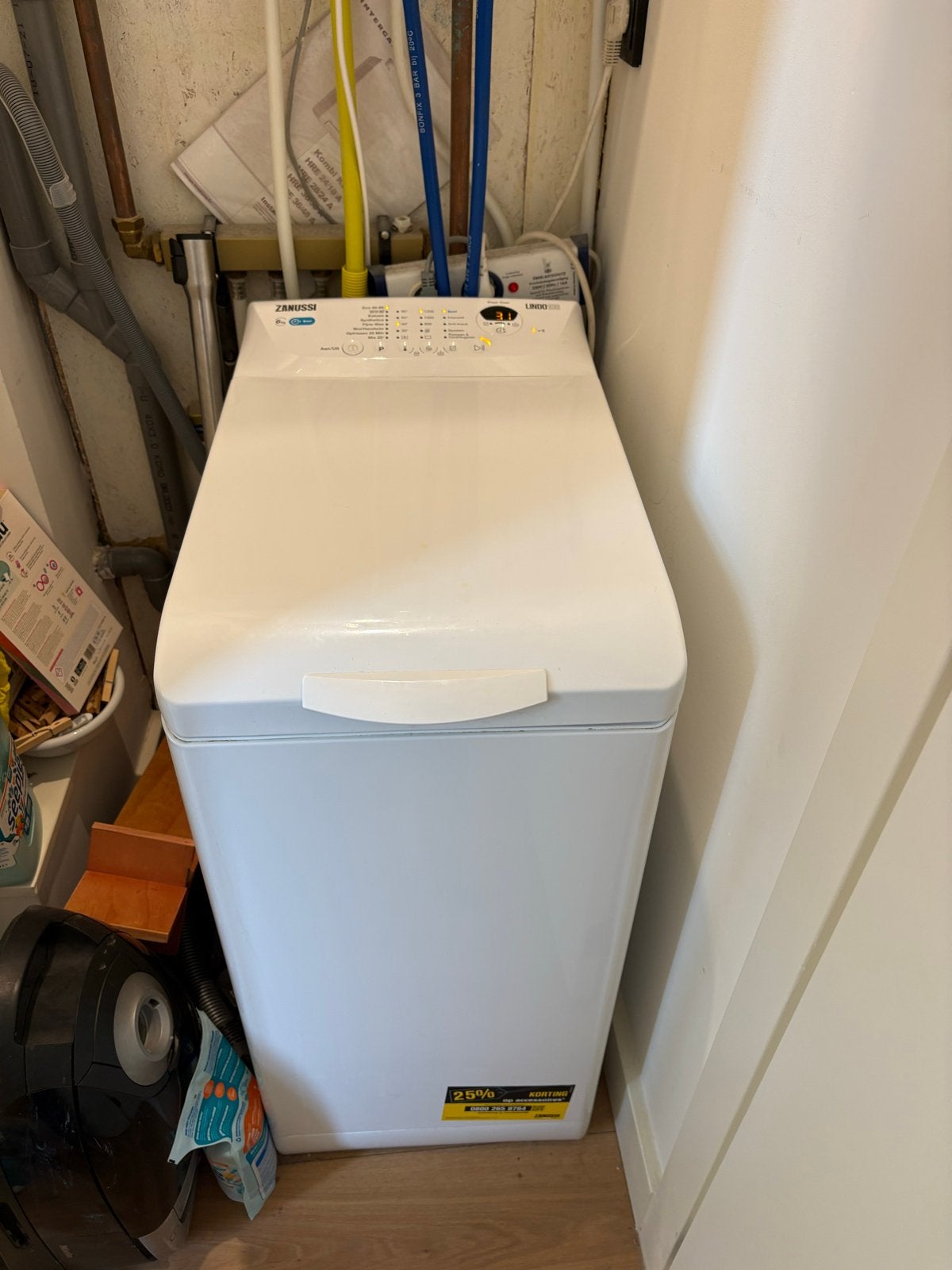 Zanussi Lindo 100 Bovenlader Wasmachine, Ophalen, 6 tot 8 kg, Bovenlader, 90 tot 95 cm