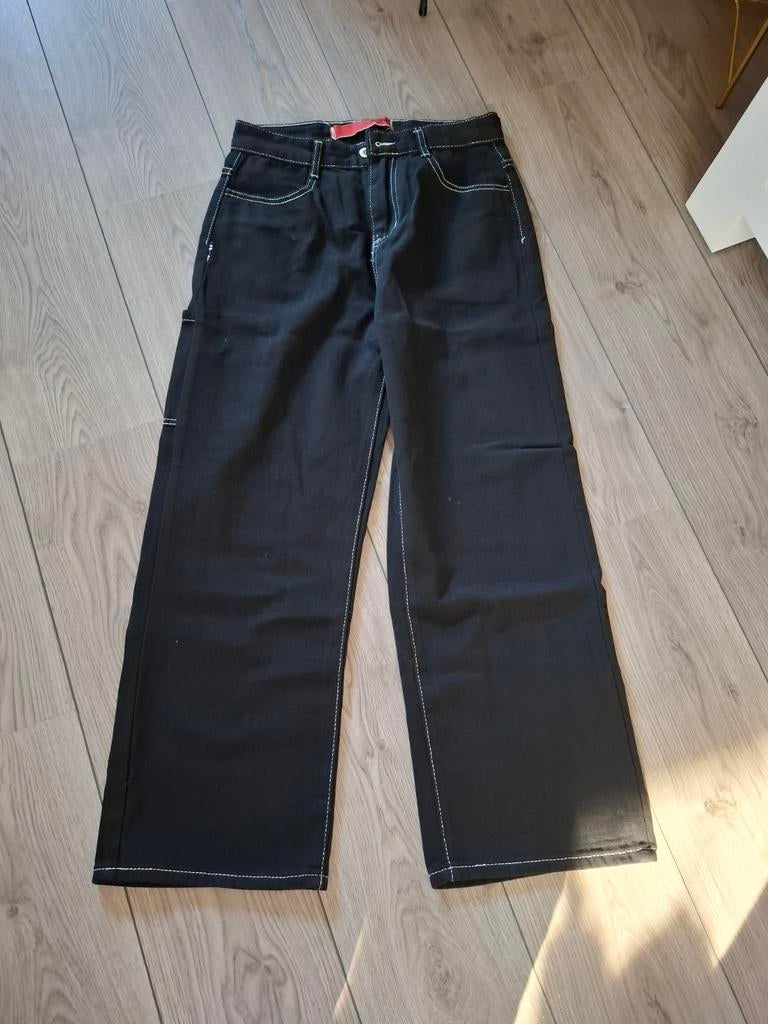 Jinco Jeans Zwarte Wide Leg Jeans met Skull Borduurwerk, Ophalen of Verzenden