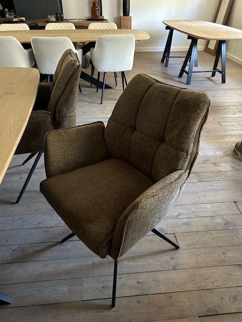 Luxe eetkamerstoel draai taupe, Ophalen, Overige kleuren, Nieuw, Stof