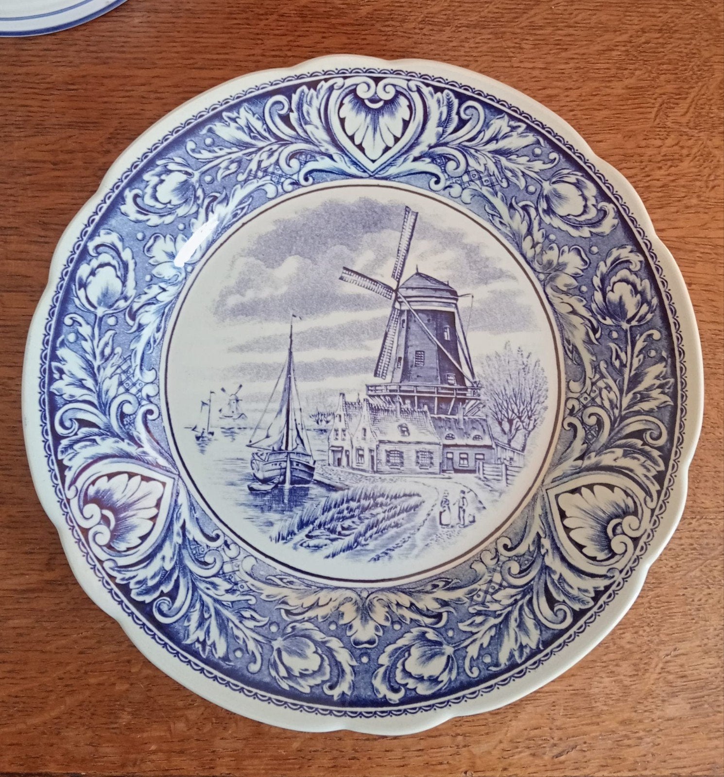 Vintage Boch Delfts wandbord met molen tafereel, Ophalen of Verzenden