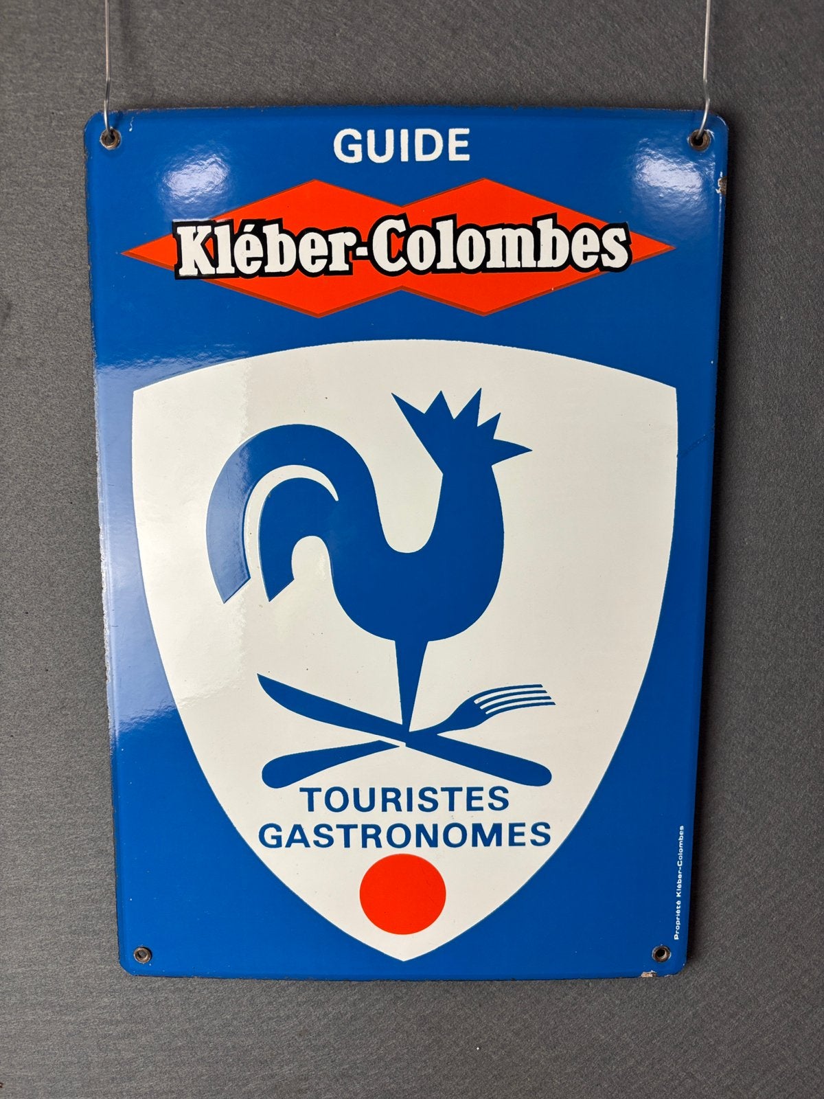 Kleber-Colombes emaille reclamebord 47x33 cm, Verzamelen, Merken en Reclamevoorwerpen, Reclamebord, ., Ophalen of Verzenden, Zo goed als nieuw