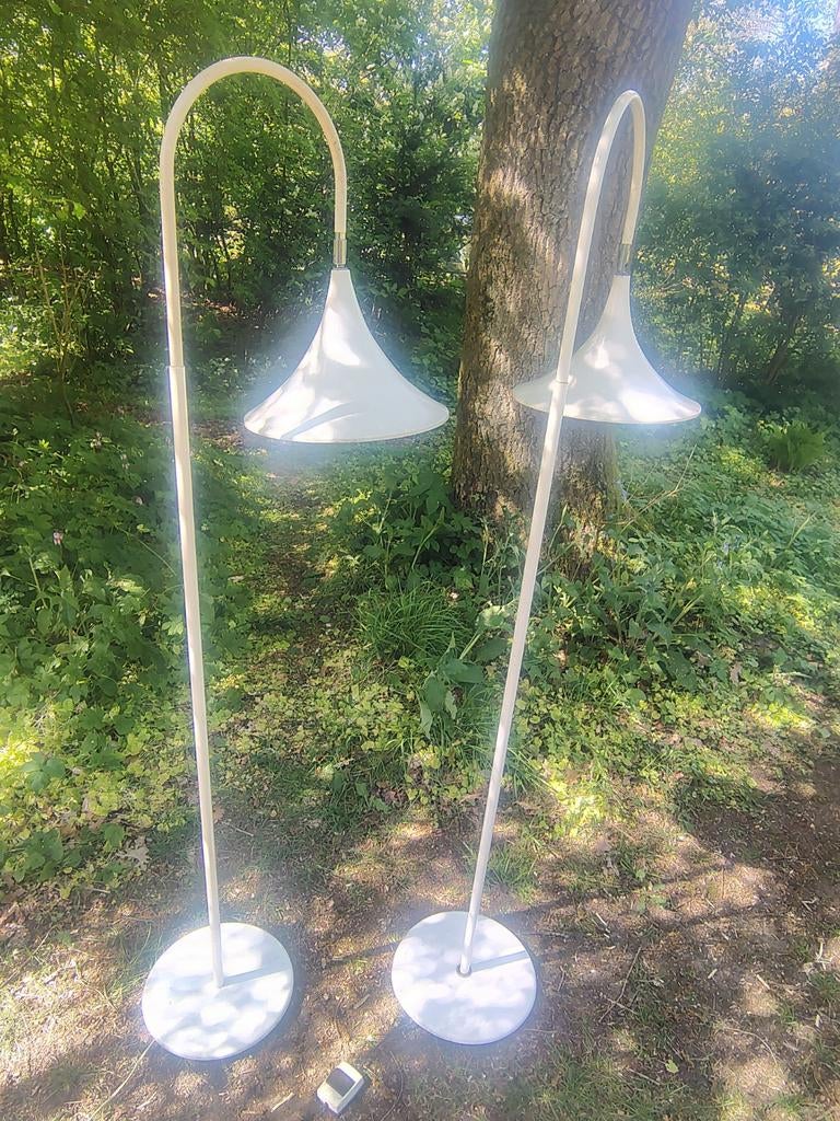 Twee staande lampen jaren 70, wit, Ophalen, 150 tot 200 cm