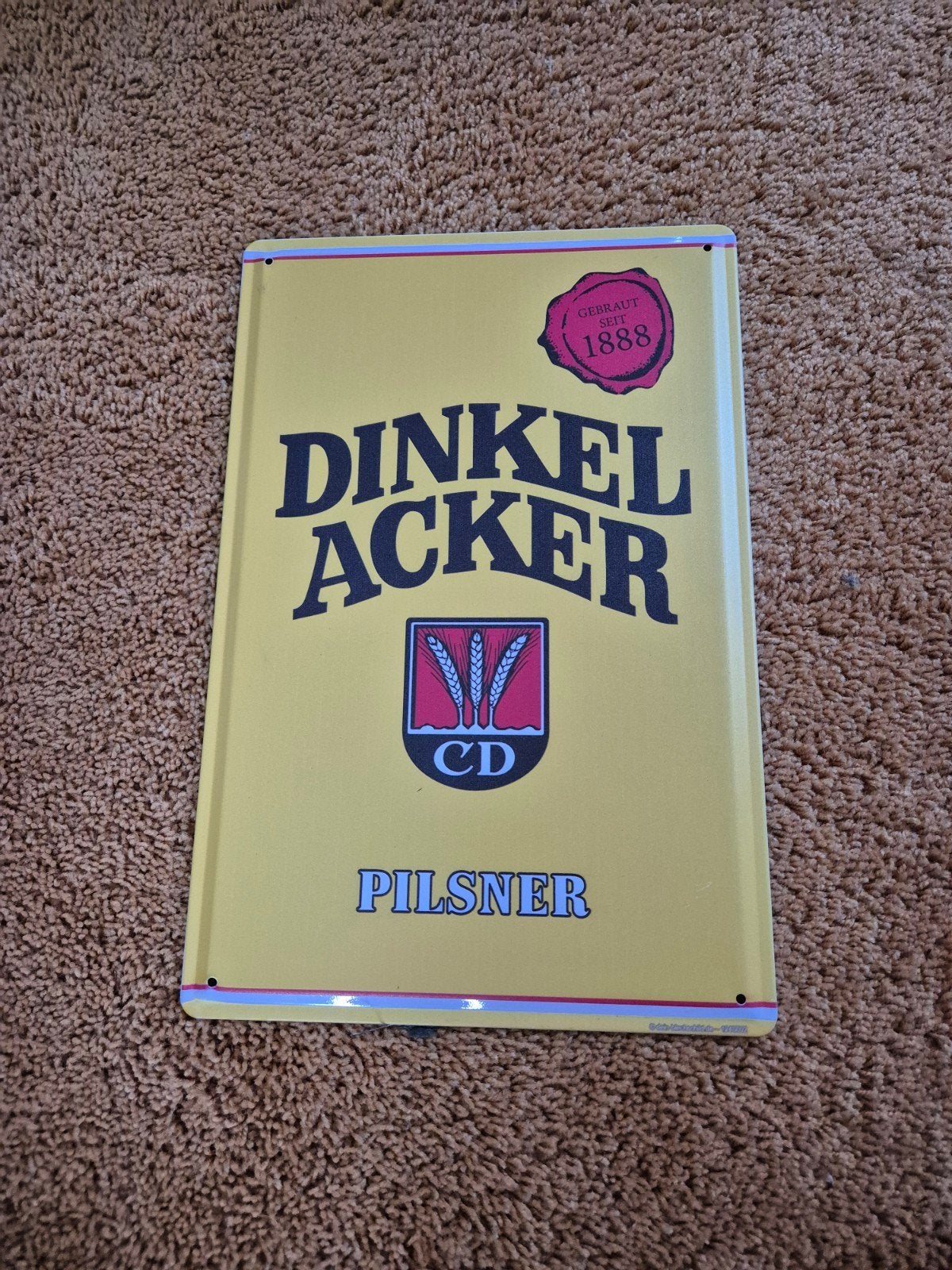 Dinkel Acker Pilsner wandbord, Ophalen of Verzenden, Nieuw, Reclamebord, Plaat of Schild, Overige merken