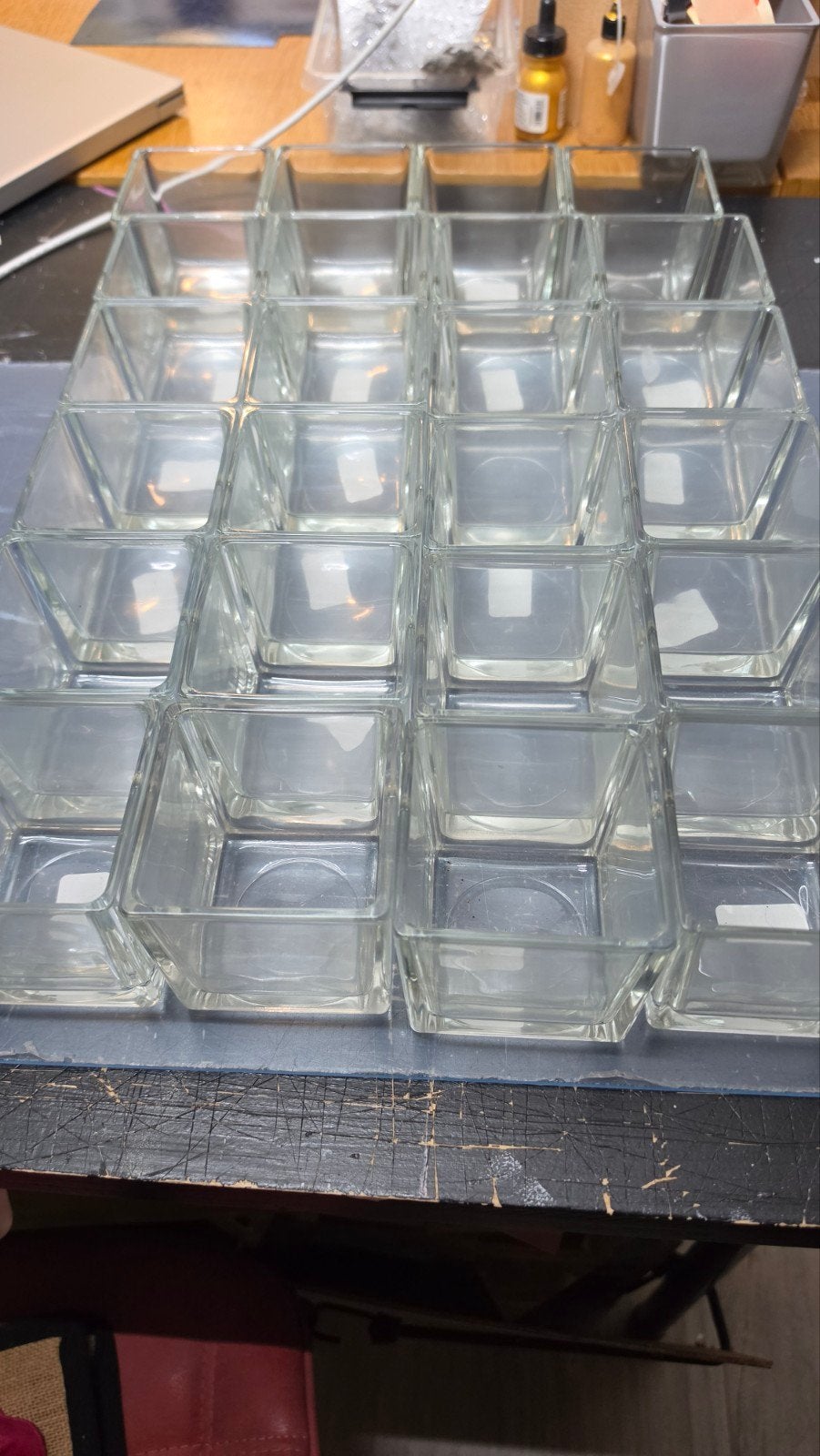 Glazen vierkante vaasjes 8x8 cm - Set van 24 stuks, Ophalen, Nieuw, Transparant, Glas
