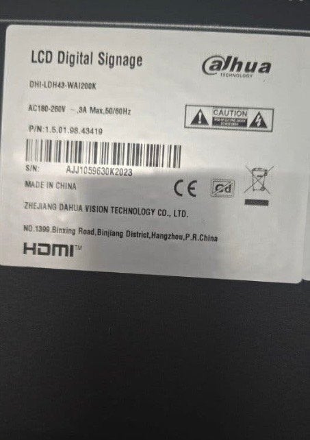 SNEL WEG: Dahua Digital Signage, 50 Hz, LCD, Zo goed als nieuw, 100 cm of meer