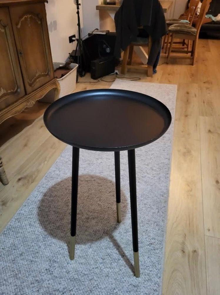 Bijzettafel 37*36*73/zwart/, Minder dan 55 cm, Gebruikt, Metaal of Aluminium, Ophalen of Verzenden