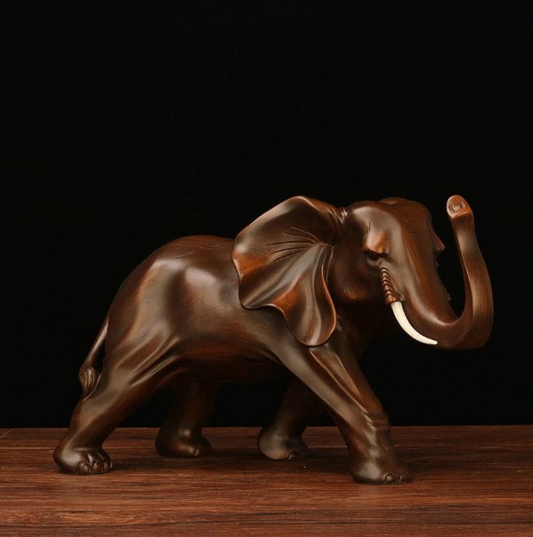 Houten Olifant Beeld Beeldje Dier Houtsnijwerk Standbeeld, Verzamelen, Beelden en Beeldjes, Verzenden, Nieuw, Dier