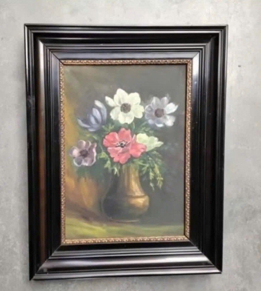 Vintage olieverf schilderij gesigneerd, Paneel, Gesigneerd, Olieverf, Klassiek