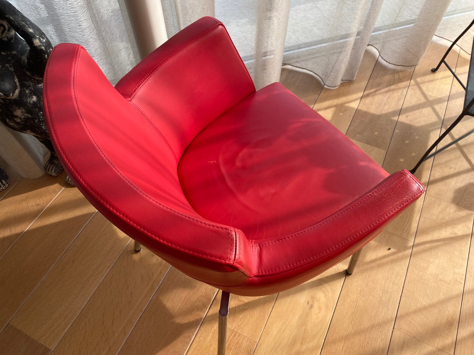 Leren kuipstoelen., Ophalen, Minder dan 50 cm, Gebruikt, Minder dan 75 cm