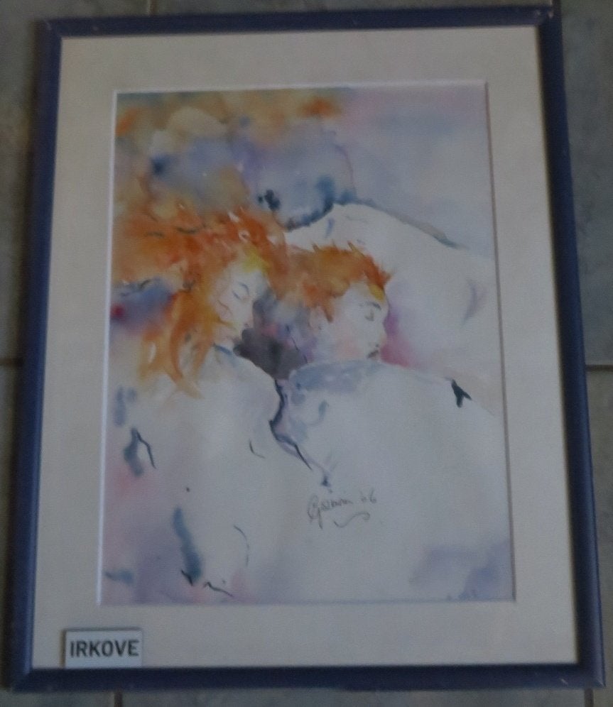NACHTRUST * MODERNE AQUAREL * In Lijst *, Aquarel, Overig onderwerp, Passe-partout, Papier/karton