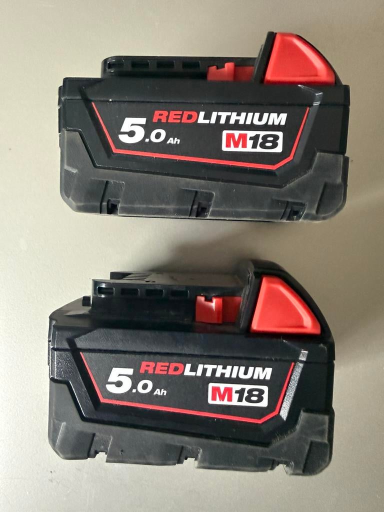Milwaukee m18 accu's 5.0 ah originele, Ophalen of Verzenden, Zo goed als nieuw