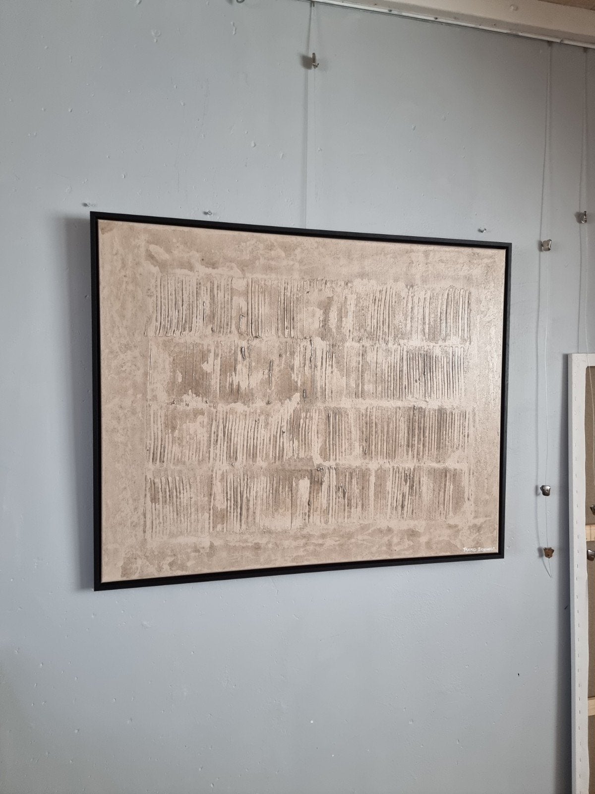 Minimalistisch schilderij handgemaakt 80x100 cm beige, Antiek en Kunst, Ophalen