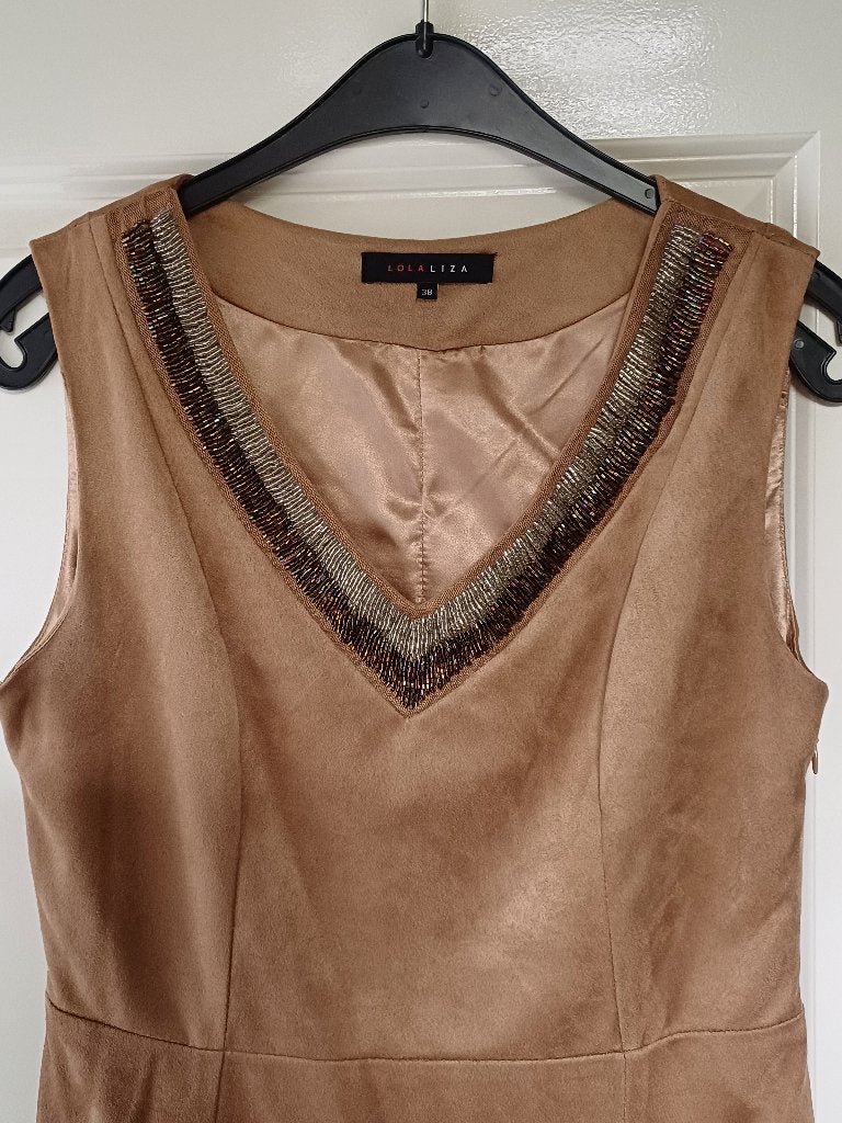 Suedelook Indiaan mini jurk Camel 36 38 Lola Liza ( Jool ), Kleding | Dames, Bruin, Verzenden, Zo goed als nieuw, Maat 36 (S)