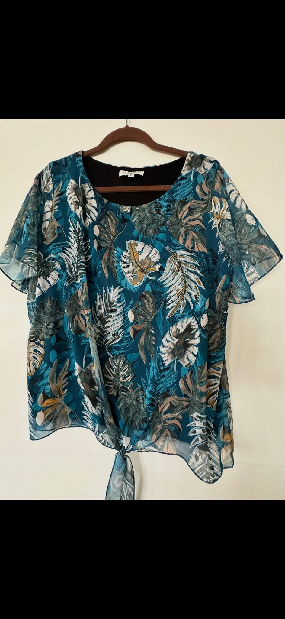 Enjoy Dames Top met Tropische Print - Maat L, Blauw, Maat 42/44 (L), Ophalen of Verzenden, Zo goed als nieuw