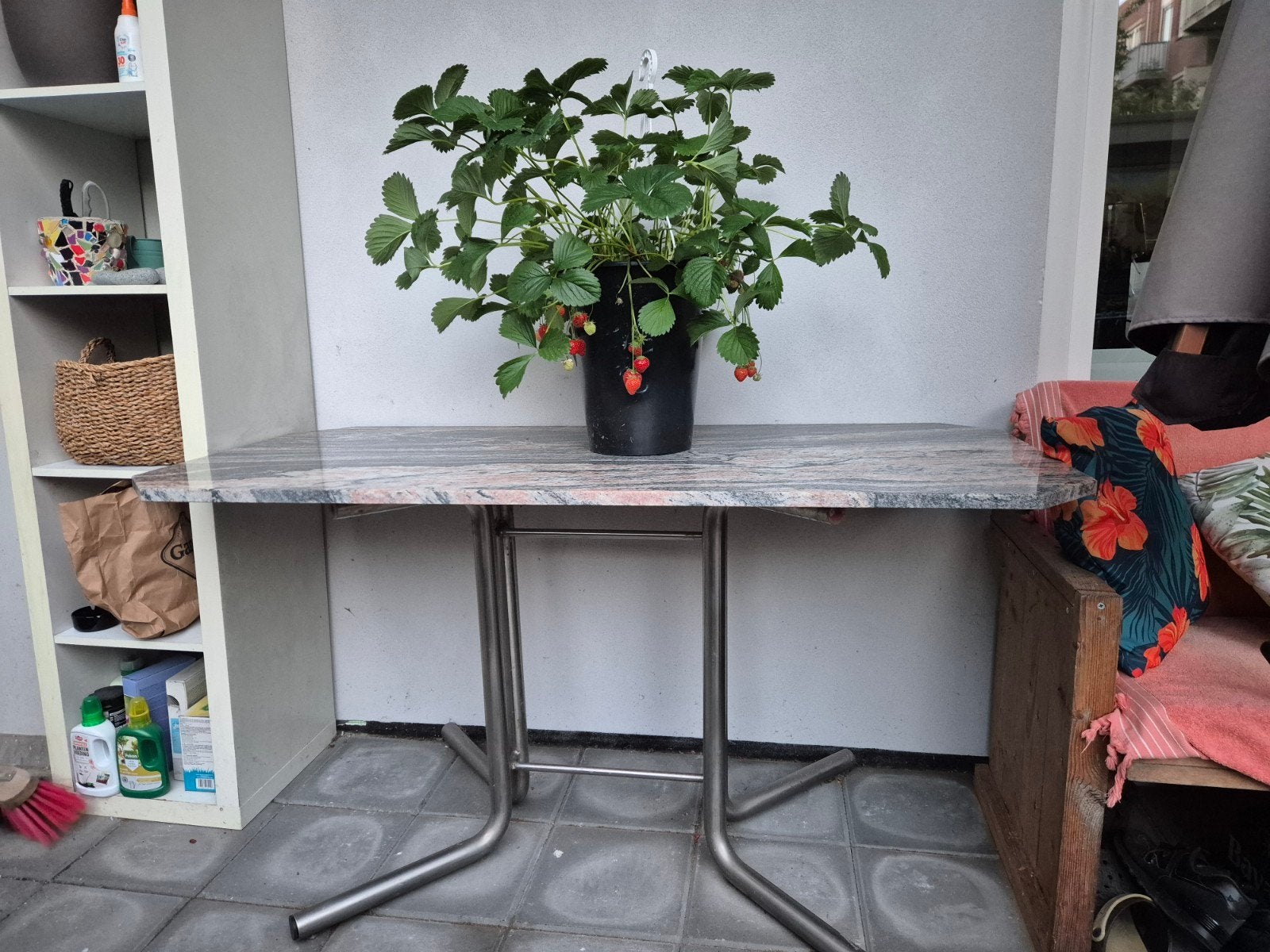 Unieke zelfgemaakte marmeren tuin  tafel, Ophalen, Gebruikt, 100 tot 150 cm, Modern, Industrieel