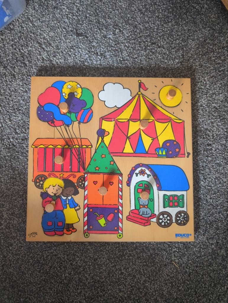 Educo Noppenpuzzel Circus - Houten Puzzel voor Kinderen, Ophalen of Verzenden