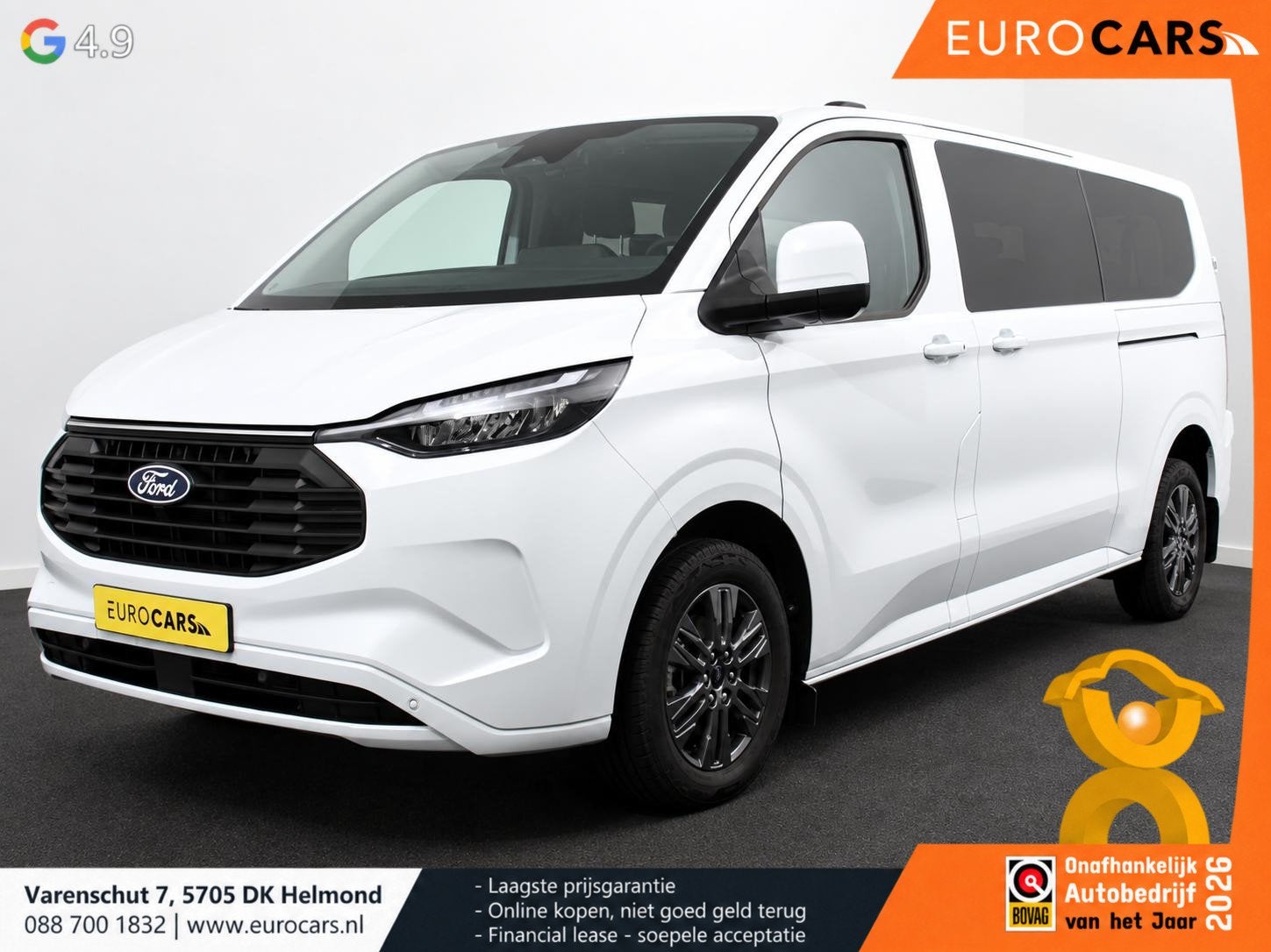 Ford Transit Custom 340 2.5 Automaat PHEV L2H1 Limited 9 PER, Auto's, Verwarmde buitenspiegels, Stof, Gebruikt, 1850 kg