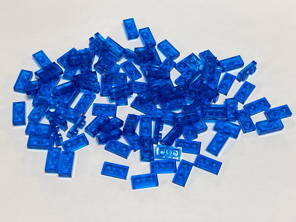 Partij 100x nieuwe 1x2 Lego plaatjes in doorzichtige kleuren, Overige thema's, Lego, Nieuw, Ophalen of Verzenden