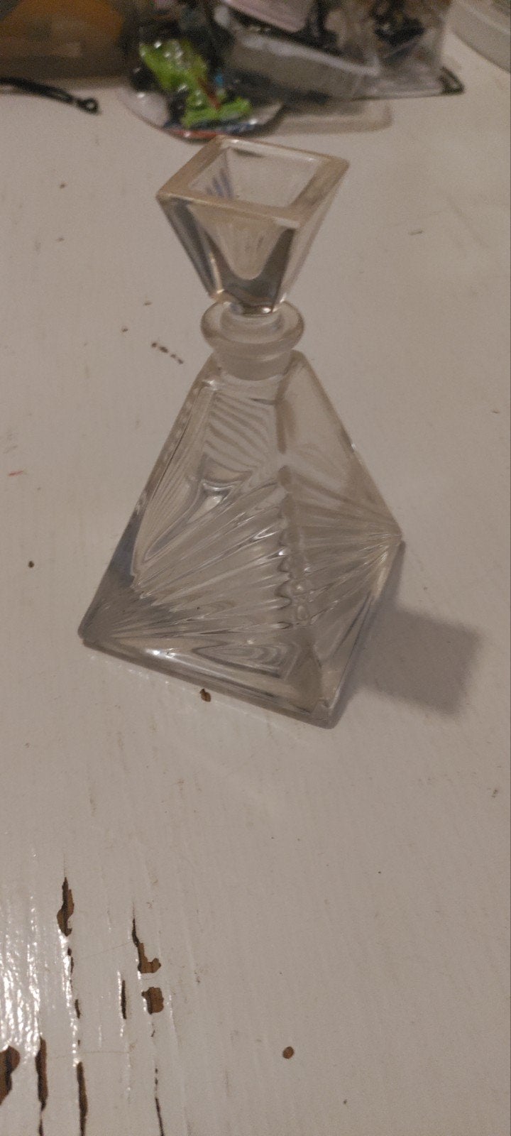 Vintage Glazen Parfumflesje met Stop - Decoratief, Antiek en Kunst, Antiek | Glas en Kristal, Ophalen of Verzenden