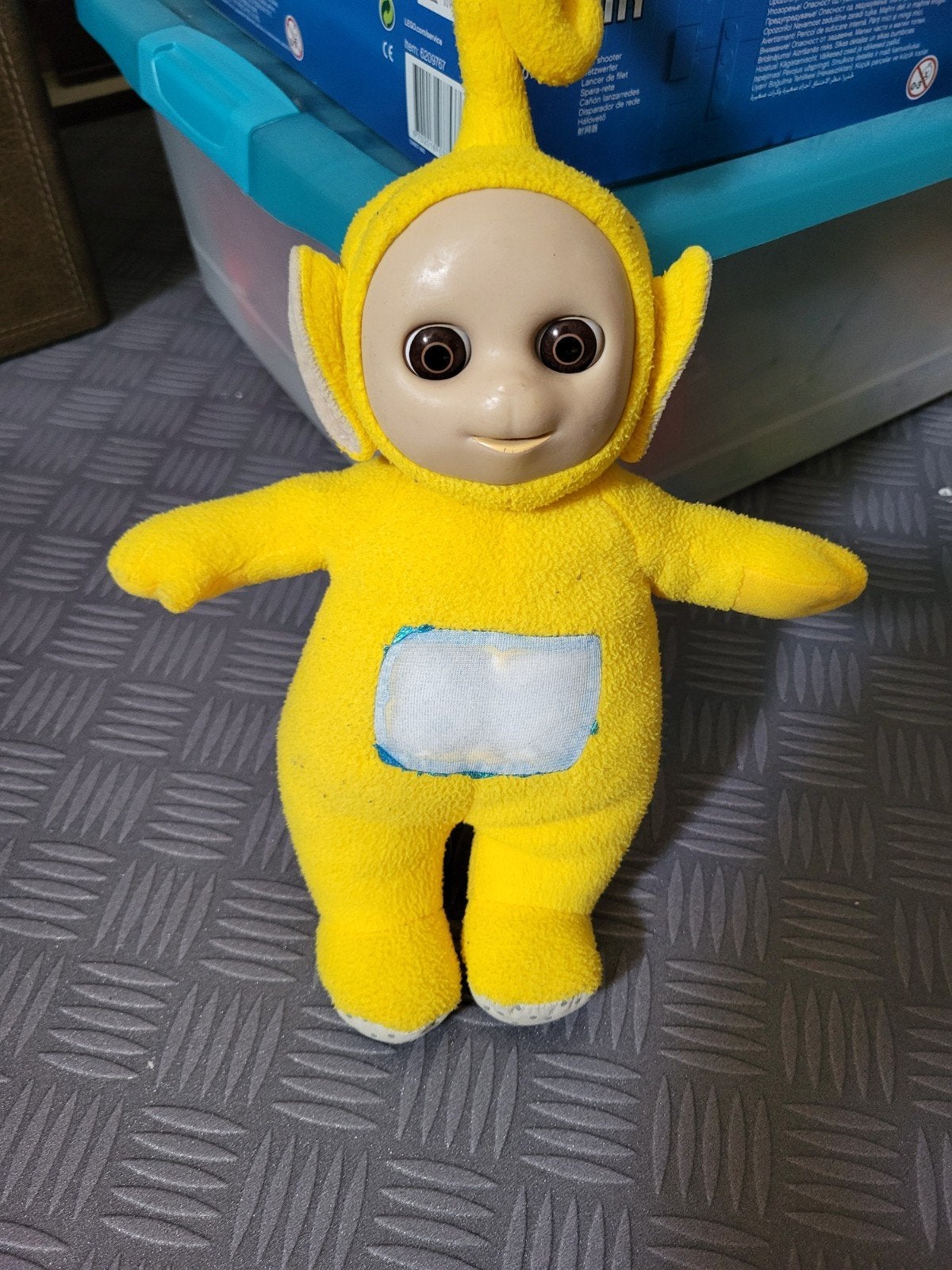 Vintage Teletubbie Laa-Laa knuffel - Geel, Gebruikt, Overige merken, Overige typen, Ophalen of Verzenden