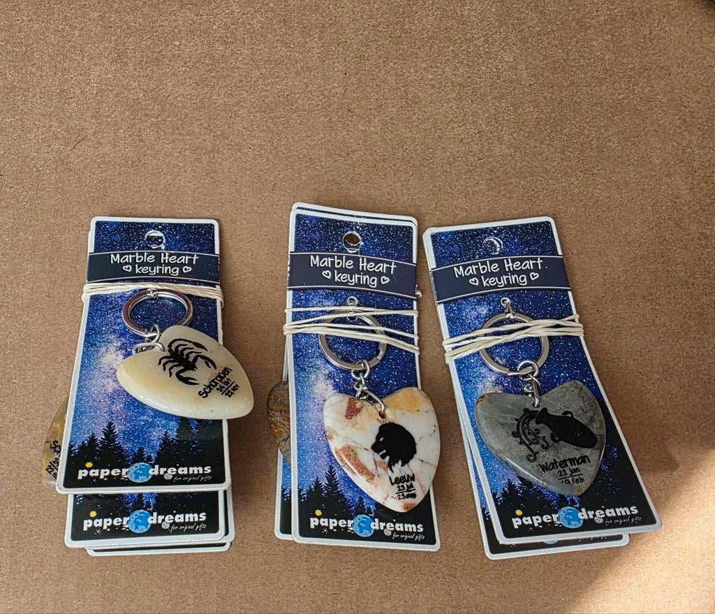 Marmeren Hart Sleutelhanger - Sterrenbeeld, Paper Dreams, Overige typen, Onbekend, Nieuw