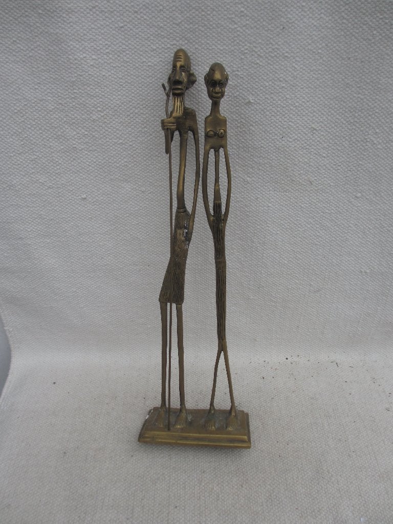 Afrikaans brons/ messing tribal beeld 46 cm hoog, Groep mensen, Ophalen of Verzenden, 20 - 50 cm, Beeld