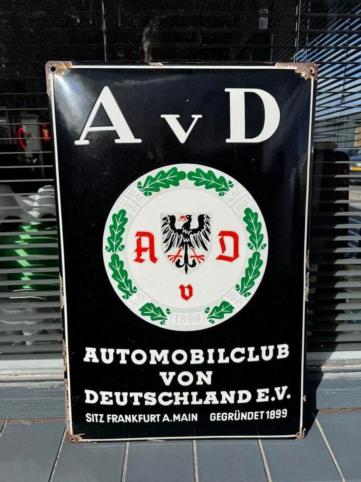 Vintage AvD Emaille Bord - Automobilclub von Deutschland, Ophalen