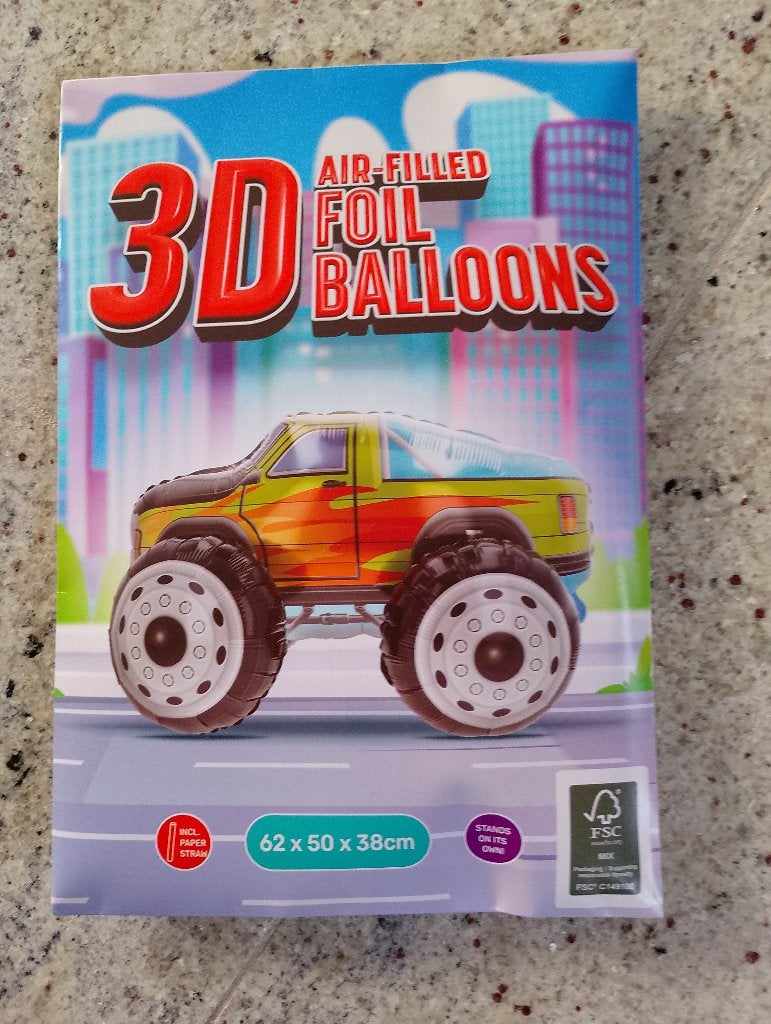 3D folie ballon van terreinwagen, Ophalen of Verzenden, Nieuw, Versiering, Overige