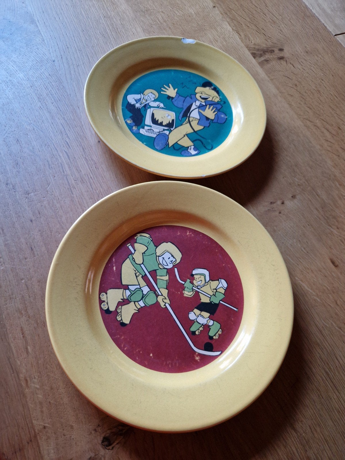 2 Brocante Gele Borden 'Big Balloon' - De Boer, Ophalen of Verzenden