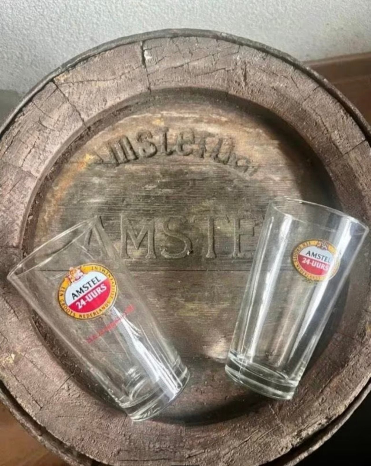 2 Amstel Bier Glazen - 24-uurs Zeilevenement, Verzamelen, Biermerken, Ophalen of Verzenden, Nieuw, Glas of Glazen, Amstel
