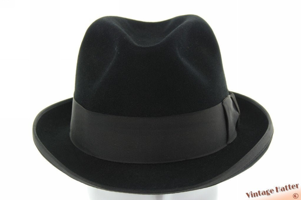 Vintage Gleufhoed Semi-Homburg hoed Wegener Colonel zwart 58, Wegener - Colonel, Hoed, Ophalen of Verzenden, Zo goed als nieuw