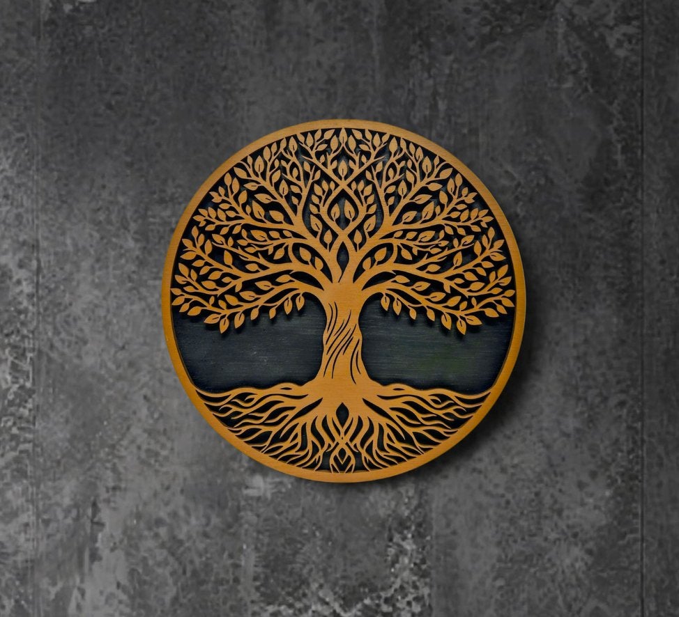 Levensboom Houten Wanddecoratie 3D Modern Home Decor 40cm, Ophalen of Verzenden, Wanddecoratie, Hout