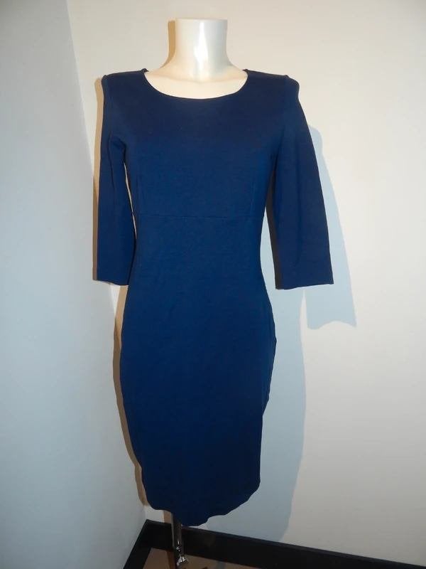 Wolford nacht blauwe jurk mooie pasvorm rits rug apart S, Zo goed als nieuw, Wolford, Knielengte, Maat 36 (S)