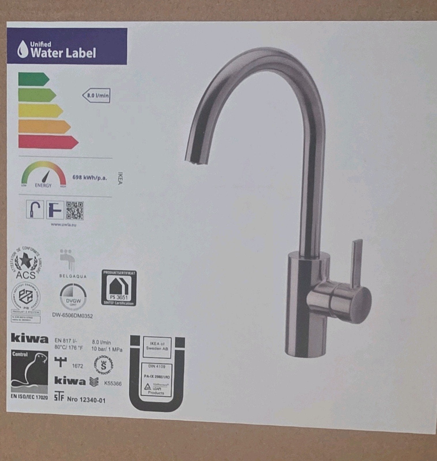 IKEA Delsjön Keukenkraan  Gun metal - Nieuw in doos, Ophalen, Nieuw, Rvs, Kraan