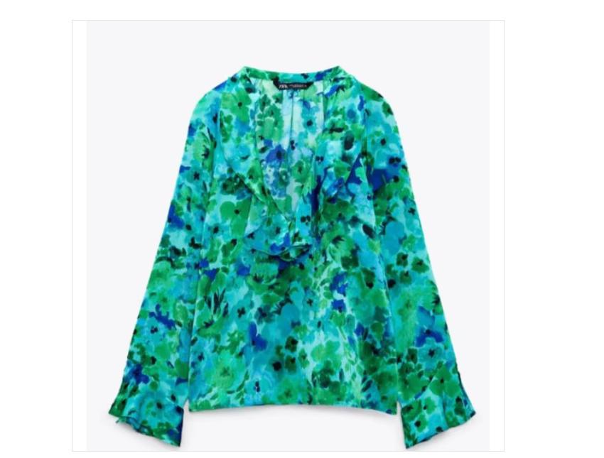 ZARA groen blauwe leuke blouse satijn look 36 CHCS, Kleding | Dames, Zara, Ophalen of Verzenden, Zo goed als nieuw, Maat 36 (S)