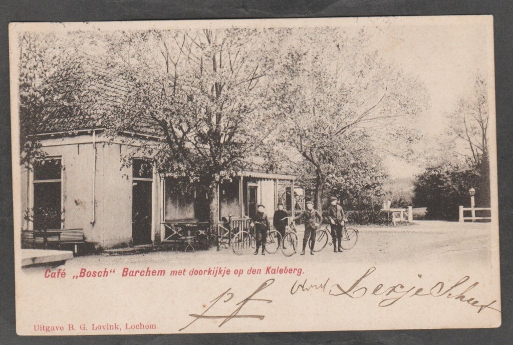 barchem  cafe bosch  net jongens op de fiets, Verzenden, Voor 1920, Gelopen, Gelderland