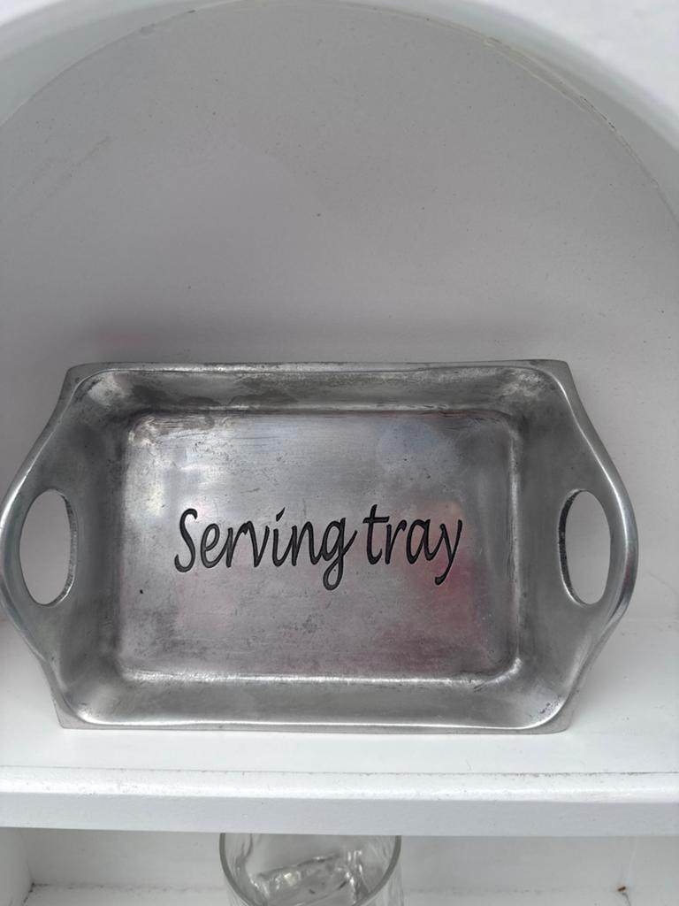Metalen dienblad met handvatten - 'Serving tray', Huis en Inrichting, Woonaccessoires | Dienbladen, Ophalen of Verzenden, Gebruikt