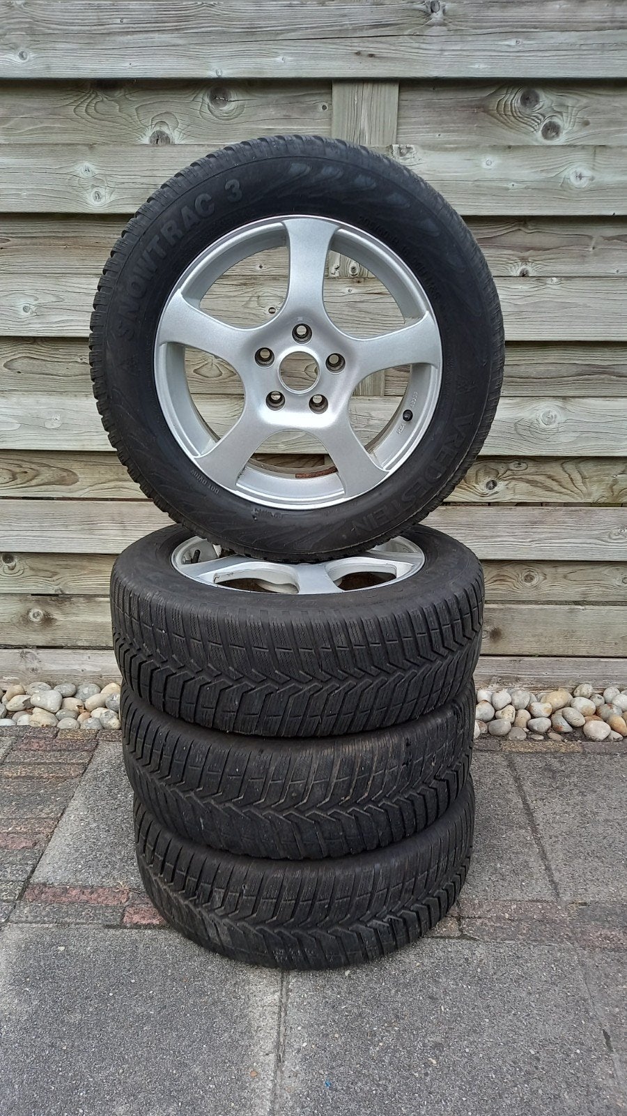 Winterbanden met Dotz alu velgen Vredestein Snowtrac 3, Auto-onderdelen, Banden en Velgen, Ophalen, Gebruikt, 16 inch, Banden en Velgen