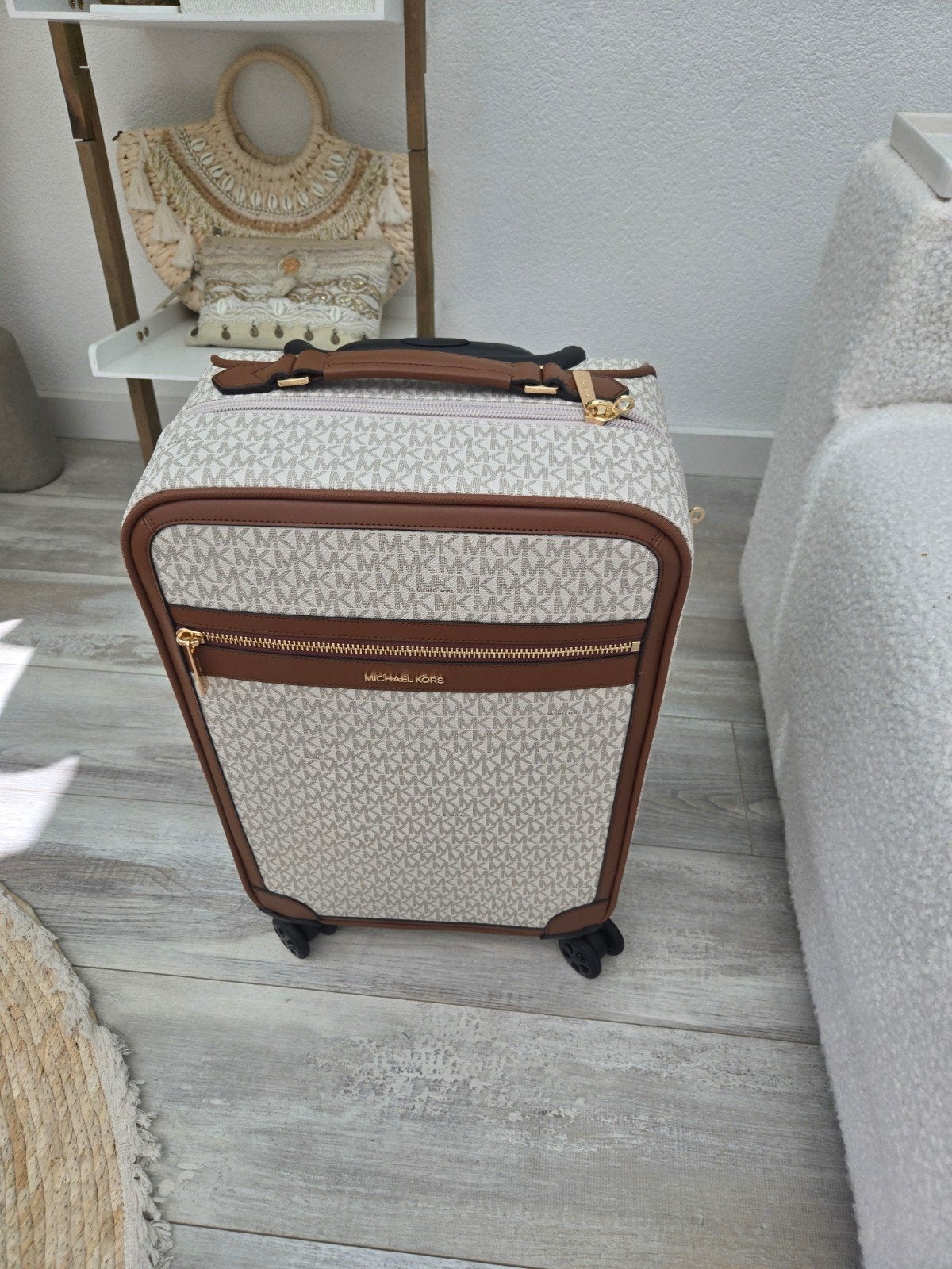Michael Kors Handbagage Trolley/Koffer - Zo goed als nieuw, Wieltjes, 40 tot 60 cm, 30 cm of meer, Beige
