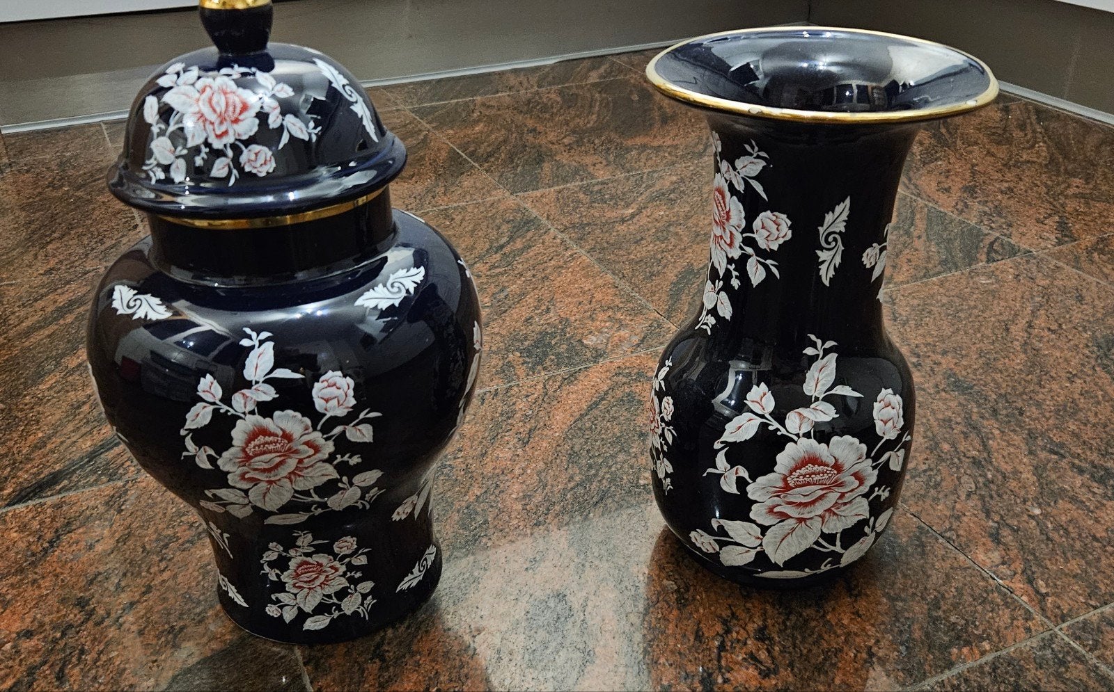 Oosterse Chinoiserie Decoratieve Set: Tempelpot & Vaas, Ophalen