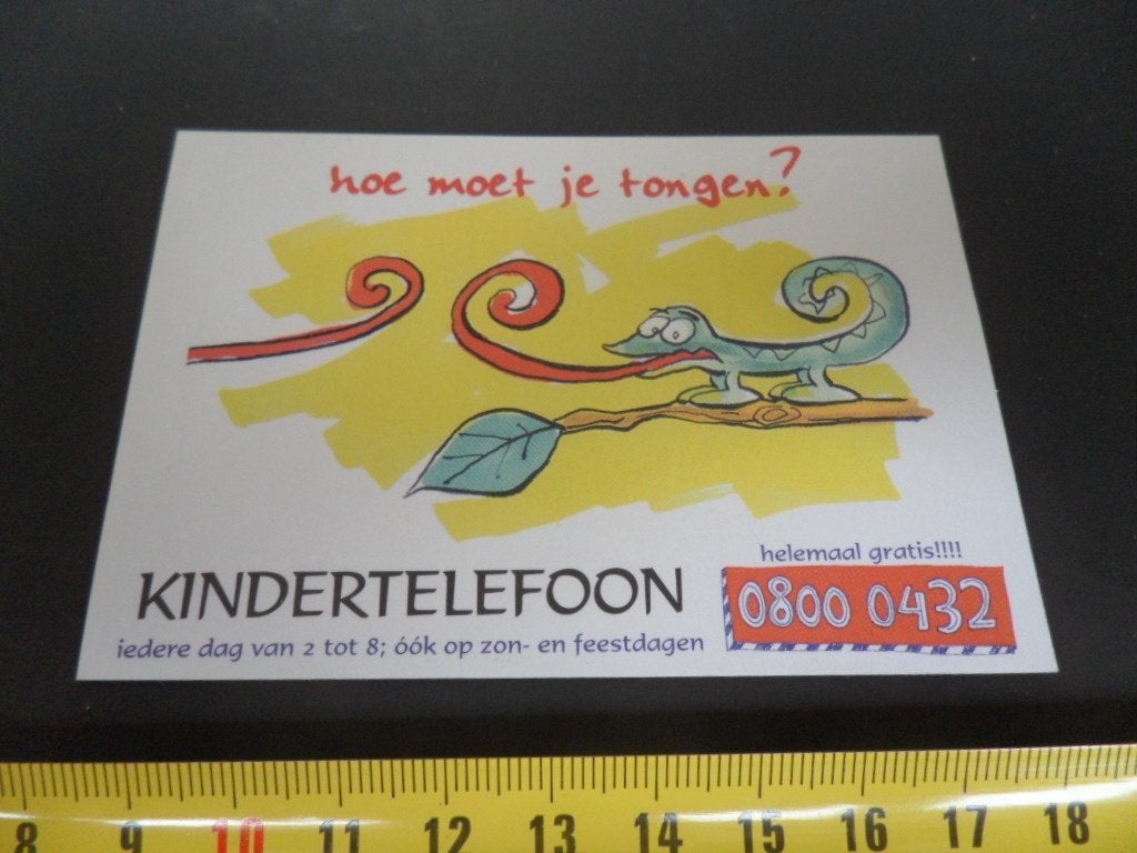 sticker Hoe moet je tongen ?  KINDERTELEFOON 0800 0432, Ophalen of Verzenden, Zo goed als nieuw