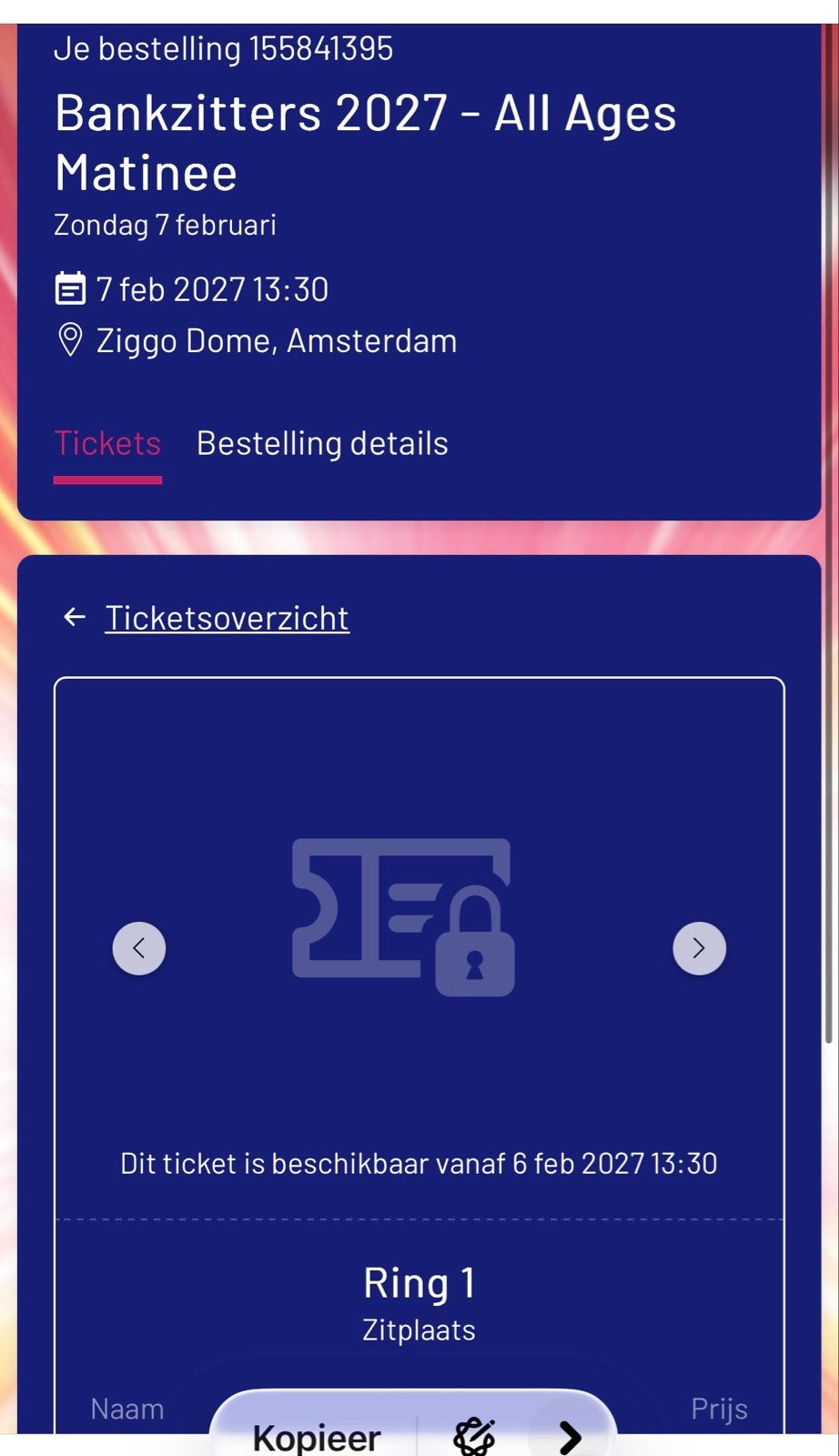 Bankzitters 7 februari all ages zitplaatsen rang 1, Drie personen of meer, Februari