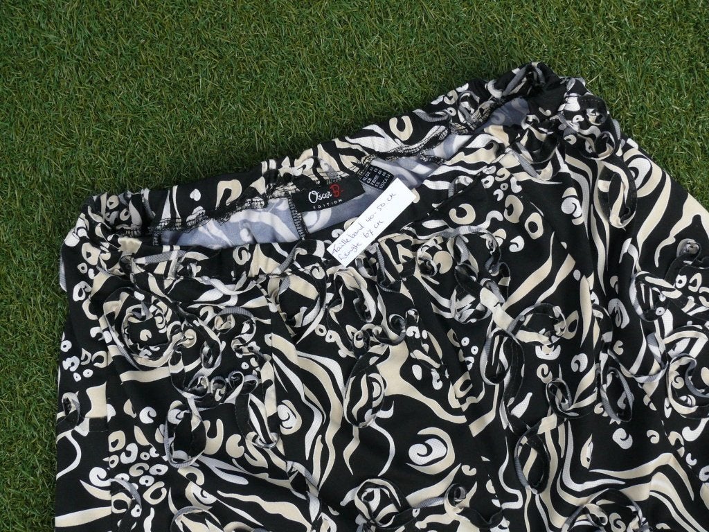 Oscar B rok maat 44 met lint en froezels stretch, Kleding | Dames, Meerkleurig, Maat 42/44 (L), Zo goed als nieuw, Onder de knie