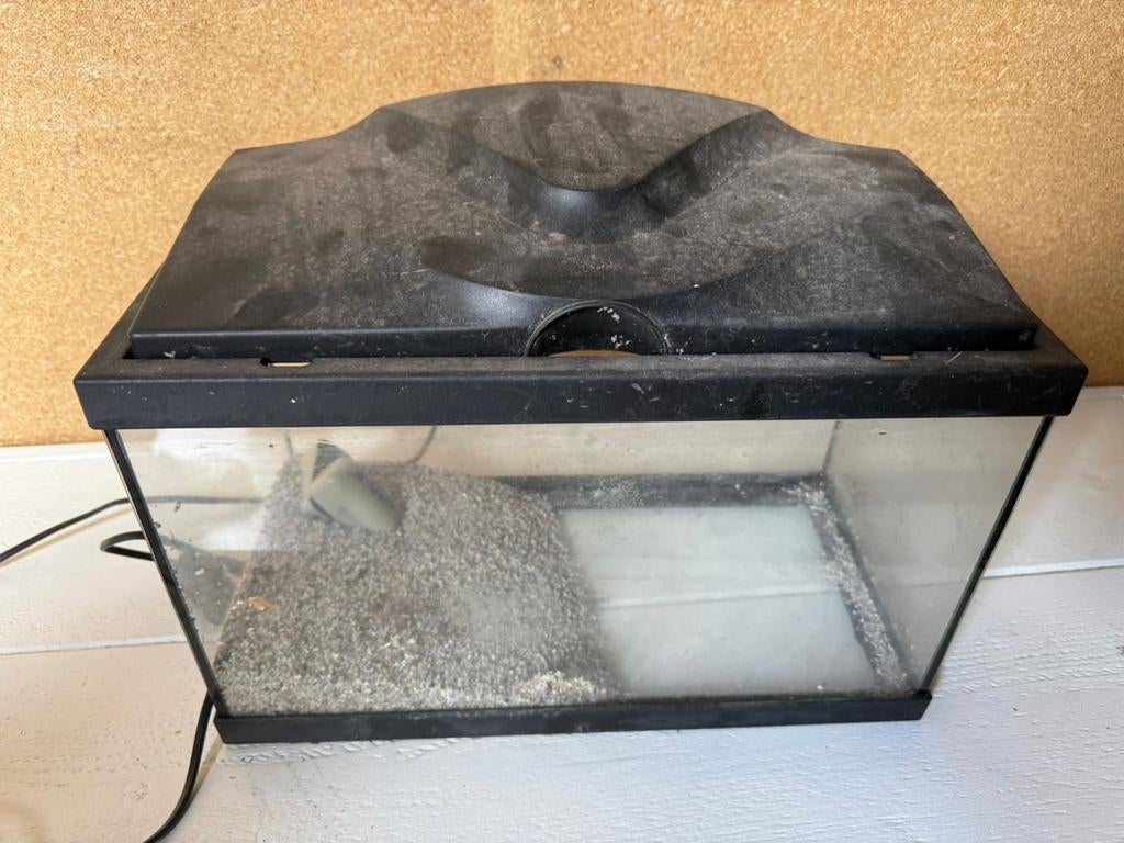 Glazen aquarium met een zwarte kunststof deksel, Dieren en Toebehoren, Vissen | Aquaria en Toebehoren, Ophalen, Leeg aquarium