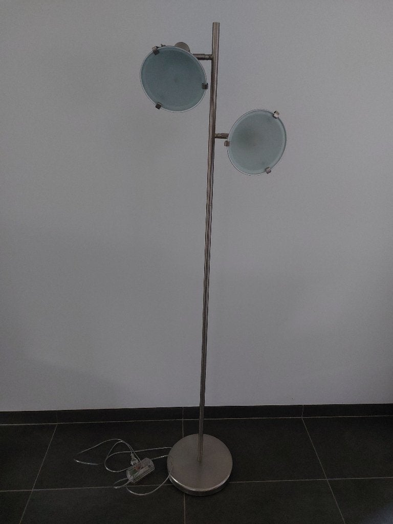 Vloerlamp met dimmer hoogte 160 cm industriële look, Zo goed als nieuw, Glas, 150 tot 200 cm, E27 (groot)